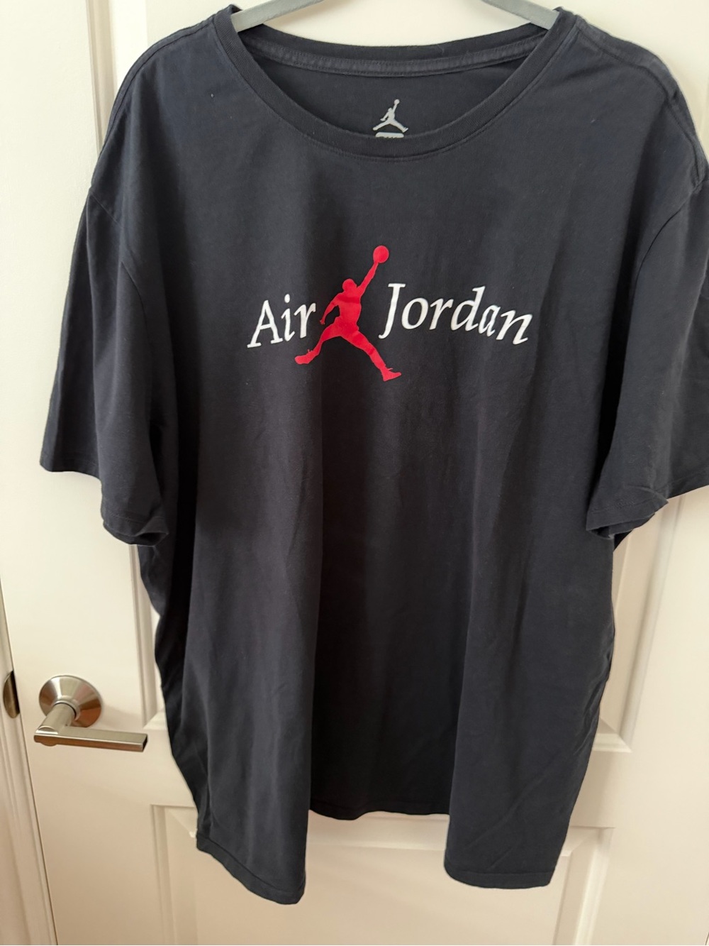 Jordan Black Short Sleeve T-Shirt with Red Jumpman and White Air Jordan Script